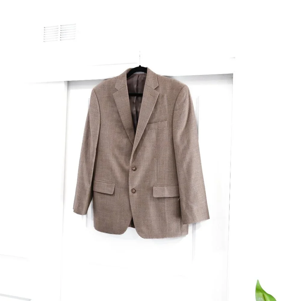 Lauren Ralph Lauren Black Label Size 40R Linen Neutral Tan Academic Blazer